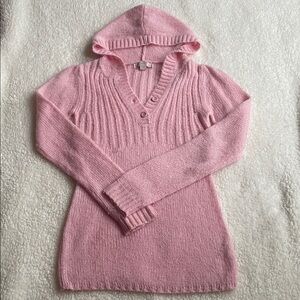 Streetwear Society Pink Hooded V-Neck Knit Sweater